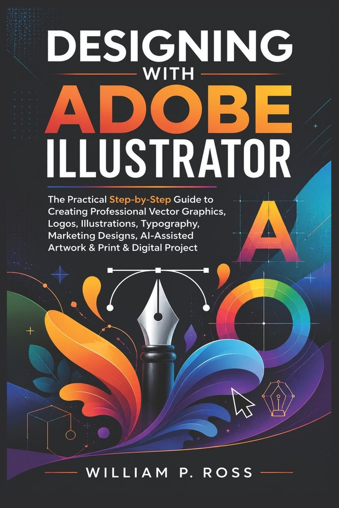 Designing with Adobe Illustrator: The Practical Step-by-Step Guide to Creating Professional Vector Graphic Logo Illustration Typography Marketing Desi cover
