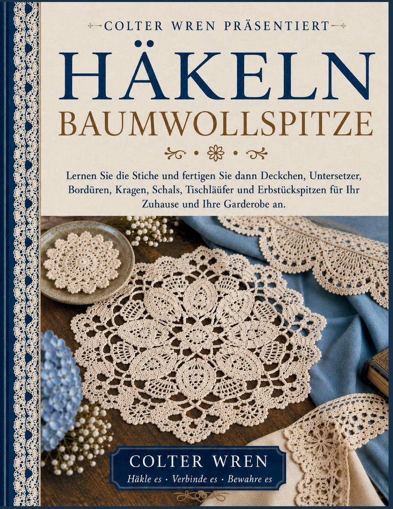 Häkeln Baumwollspitze: Lernen Sie die Stiche und fertigen Sie dann Deckchen, Untersetzer, Bordüren, Kragen, Schals, Tischläufer und Erbstückspitzen fü cover