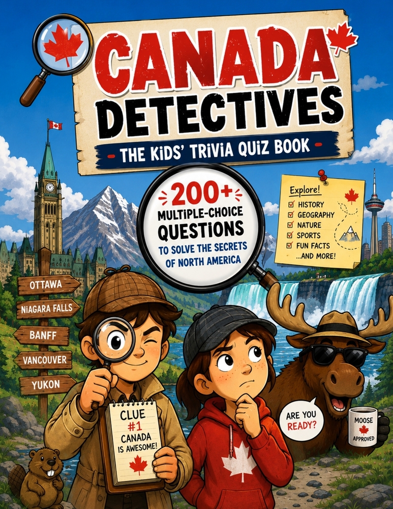Canada Detectives - The Kids' Trivia Quiz Book: 200+ Multiple-Choice Questions to Solve the Secrets of North America - For Ages 8-12 cover