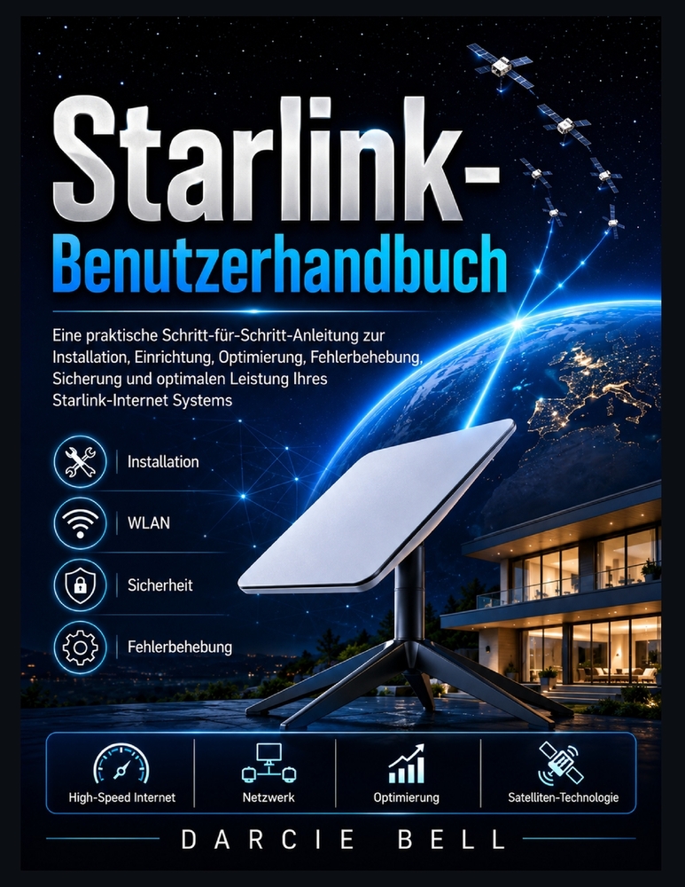 Starlink-Benutzerhandbuch: Eine praktische Schritt-für-Schritt-Anleitung zur Installation, Einrichtung, Optimierung, Fehlerbehebung, Sicherung und opt cover