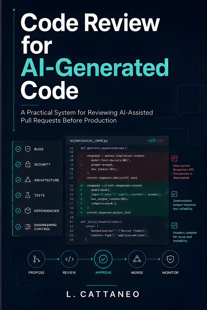 Code Review for AI-Generated Code: A Practical Review System for Bugs, Security, Architecture, Tests, Dependencies, and Engineering Control cover