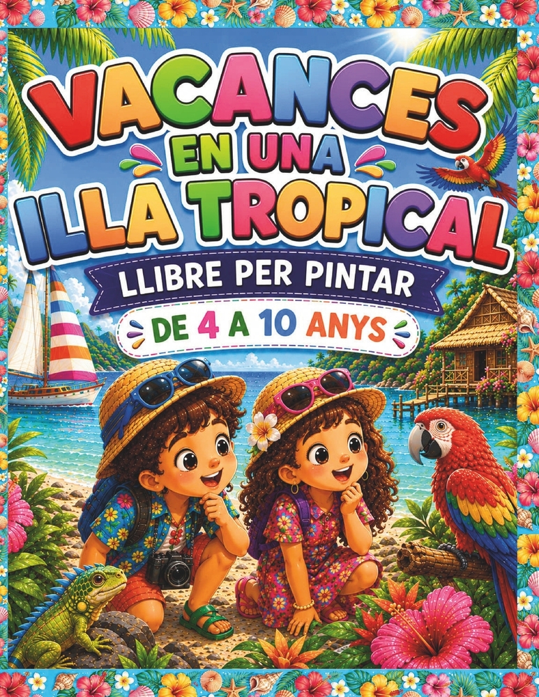 Vacances en una illa tropical: llibre per pintar cover
