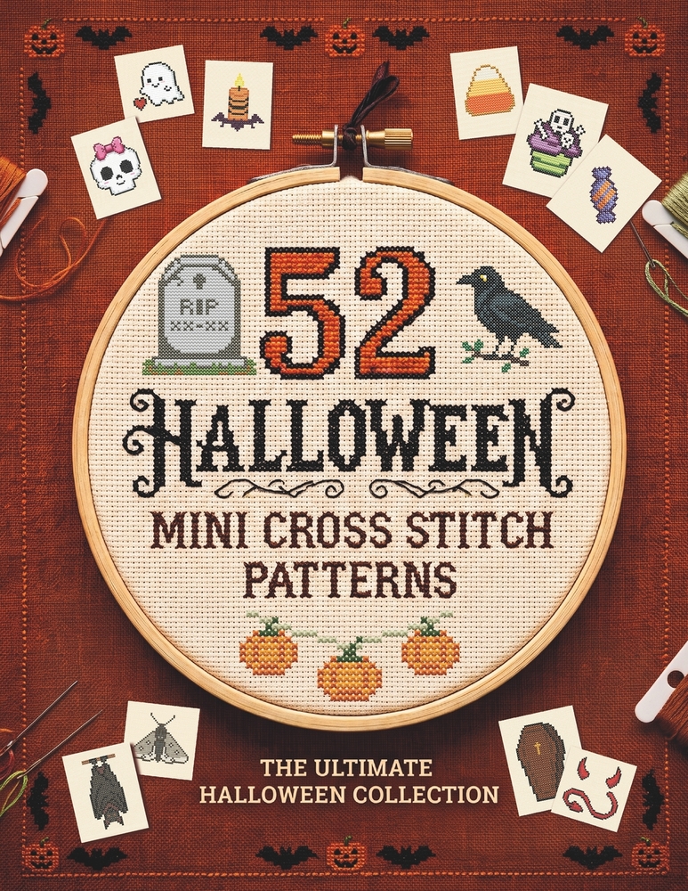 52 Mini Halloween Cross Stitch Patterns: Easy Beginner Charts for Spooky Ghosts, Pumpkins, Bats & More cover