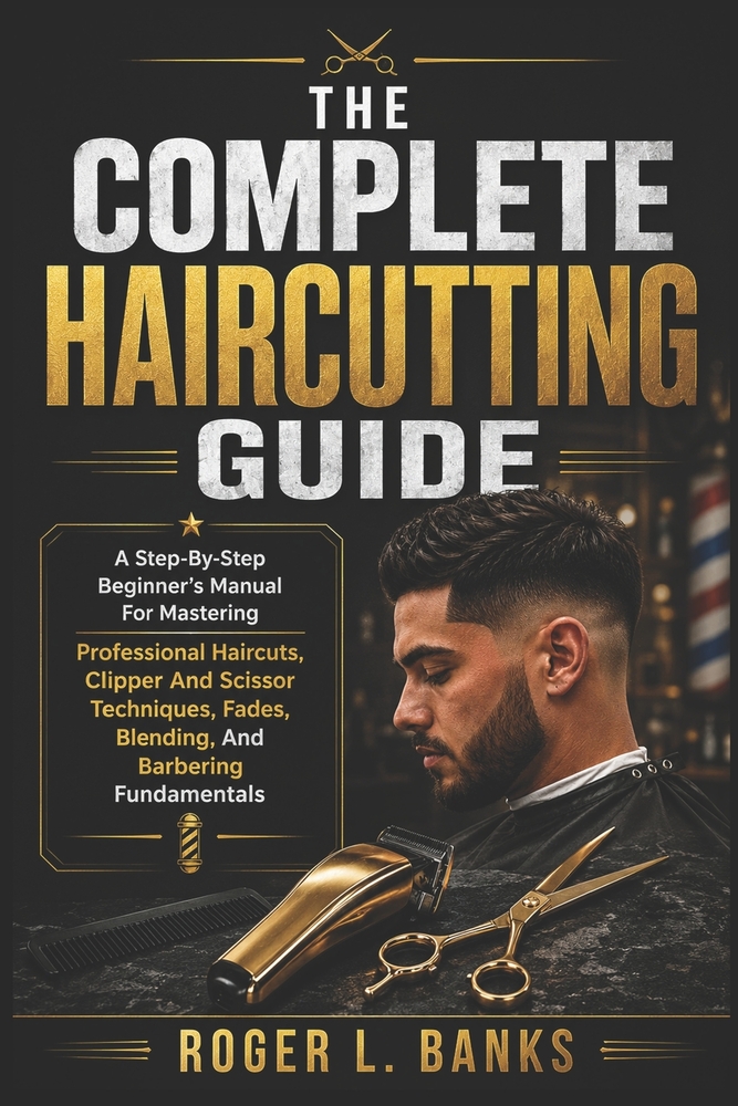 The Complete Haircutting Guide: A Step-By-Step Beginner's Manual For Mastering Professional Haircuts, Clipper And Scissor Techniques, Fades, Blending, cover