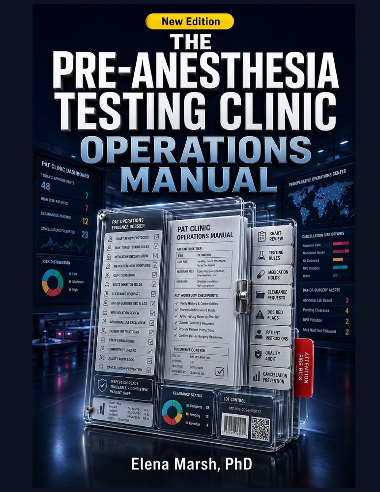 The Pre-Anesthesia Testing Clinic Operations Manual: Chart Review Protocols, Risk-Tiered Testing Rules, Medication-Hold Workflows, Clearance Request T cover