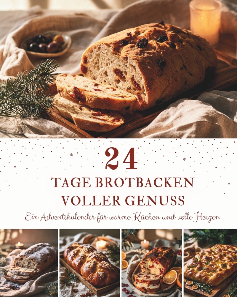 24 Tage Brotbacken voller Genuss: Ein Adventskalender mit 24 Brotrezepten für die Weihnachtszeit - Knusprige Brote, aromatische Brötchen und festliche cover