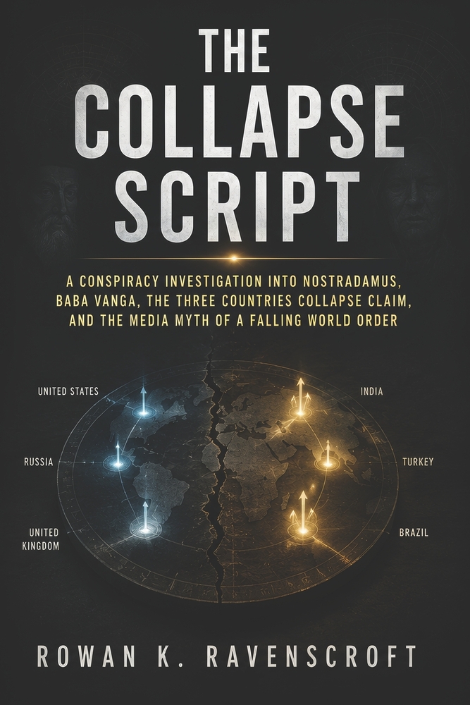 The Collapse Script: A Conspiracy Investigation into Nostradamus, Baba Vanga, the Three Countries Collapse Claim, and the Media Myth of a Falling Worl cover