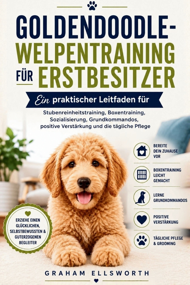 Goldendoodle-Welpentraining Für Erstbesitzer: Ein praktischer Leitfaden für Stubenreinheitstraining, Boxentraining, Sozialisierung, Grundkommandos, po cover