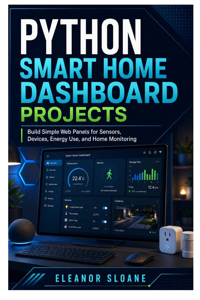 Python Smart Home Dashboard Projects: Build Simple Web Panels for Sensors, Devices, Energy Use, and Home Monitoring cover
