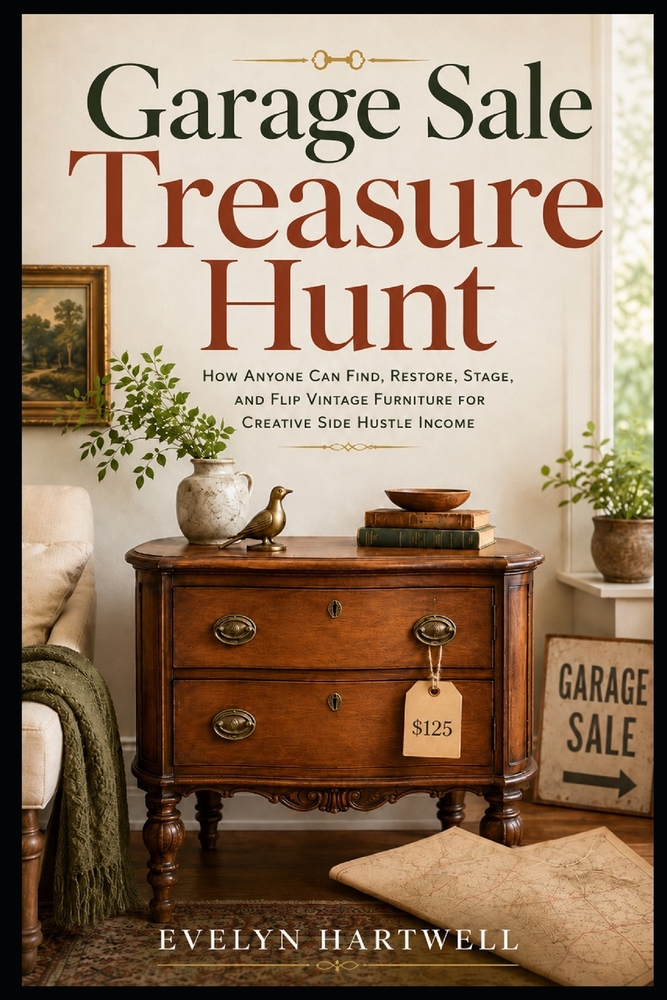 Garage Sale Treasure Hunt: How Anyone Can Find, Restore, Stage, and Flip Vintage Furniture for Creative Side Hustle Income cover