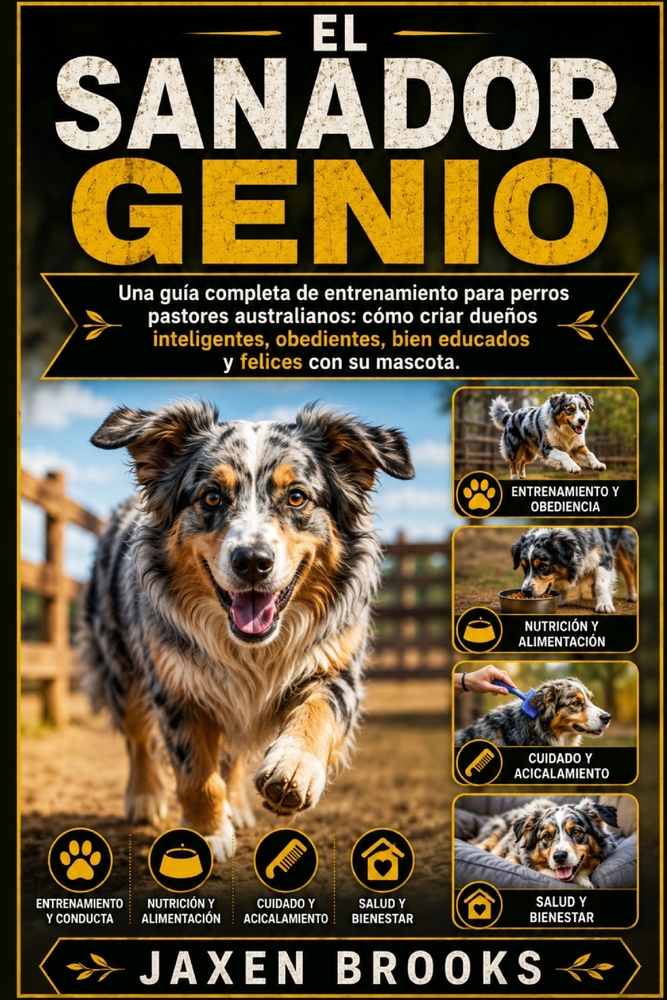 El Sanador Genio: Una guía completa de entrenamiento para perros pastores australianos: cómo criar dueños inteligentes, obedientes, bien educados y fe cover