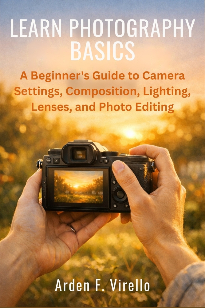 Learn Photography Basics: A Beginner's Guide to Camera Settings, Composition, Lighting, Lenses, and Photo Editing cover