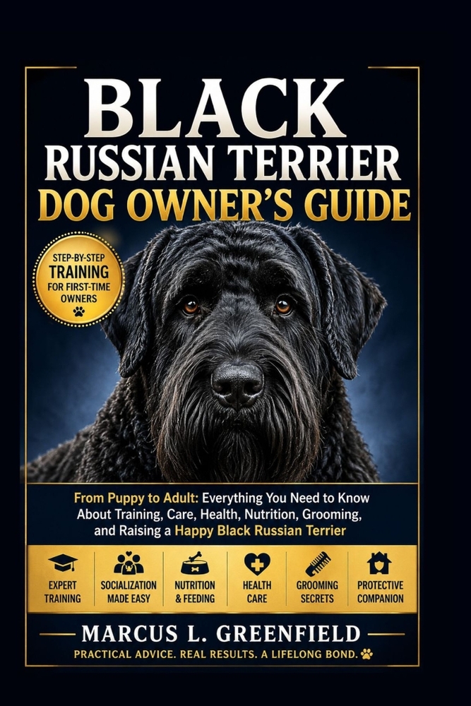 Black Russian Terrier Dog Owner's Guide: From Puppy to Adult: Everything You Need to Know About Training, Care, Health, Nutrition, Grooming, and Raisi cover