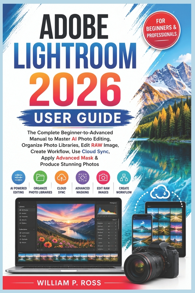 Adobe Lightroom 2026 User Guide: The Complete Beginner-to-Advanced Manual to Master AI Photo Editing Organize Photo Libraries Edit RAW Image Create Wo cover