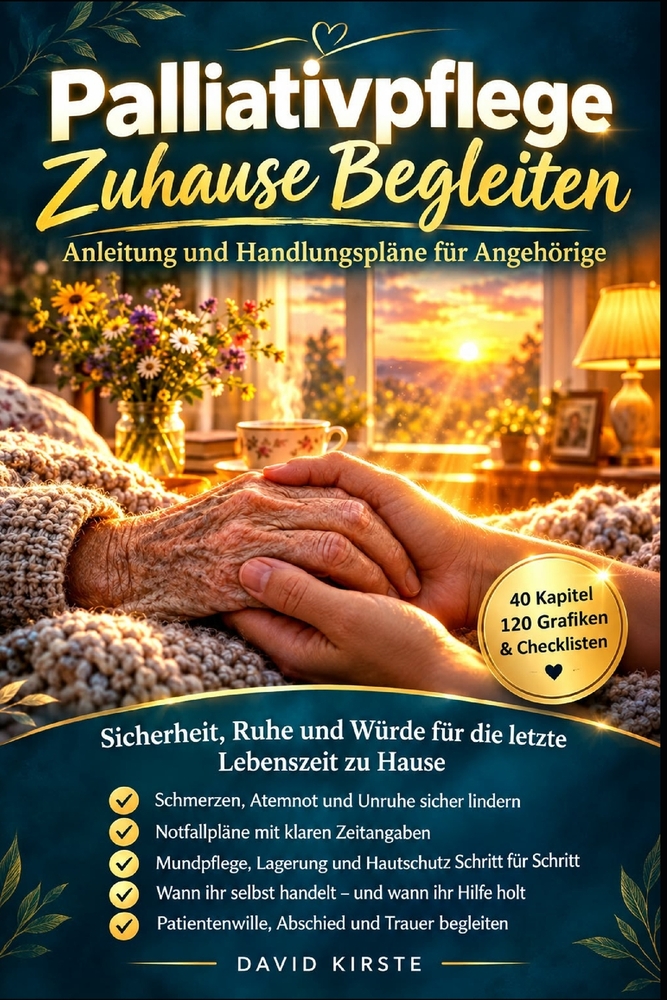 Palliativpflege Zuhause Begleiten: Der Praxisratgeber für pflegende Angehörige - Schmerzen, Atemnot, Ernährung und die letzte Lebensphase souverän beg cover