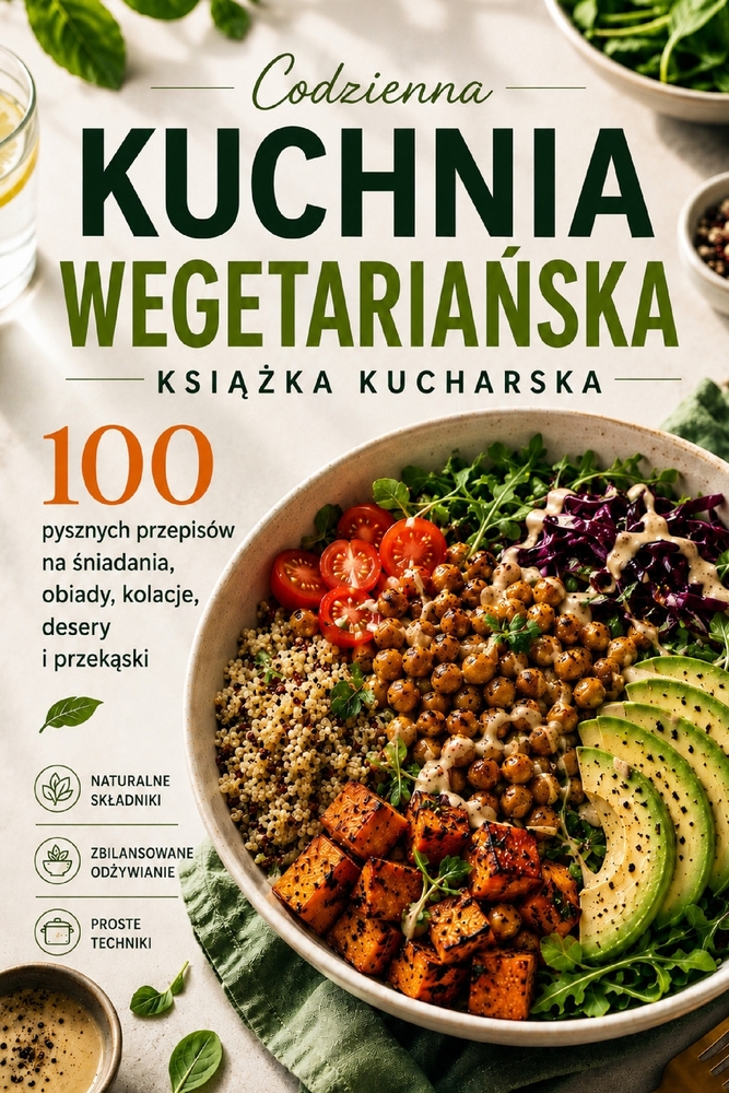 Codzienna Kuchnia Wegetariańska: 100 Pysznych Przepisów na Śniadania, Obiady, Kolacje, Desery i Przekąski z Wykorzystaniem Świe cover