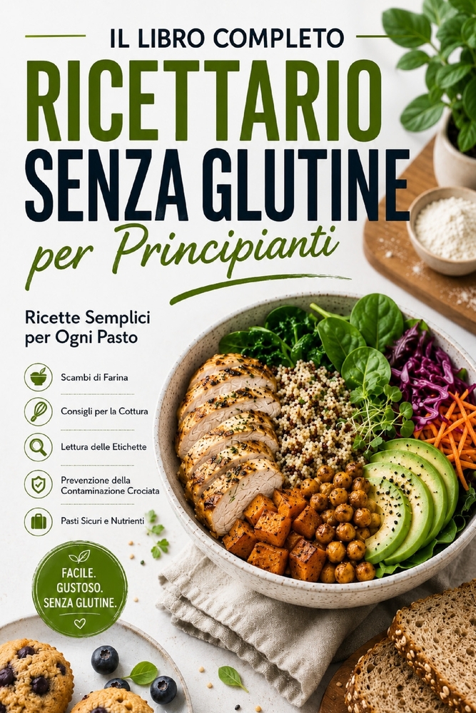 Il Grande Ricettario Senza Glutine per Principianti: Ricette Facili per Ogni Pasto con Alternative alle Farine, Consigli di Pasticceria, Lettura delle cover
