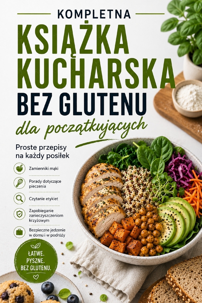Kompletna Książka Kucharska Bez Glutenu dla Początkujących: Proste Przepisy na Każdy Posilek z Zamiennikami Mąki, Porada cover