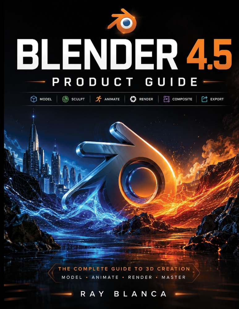 Blender 4.5 Product Guide: Mastering 3D Modeling, Animation, and Rendering: A Complete Step-by-Step Guide cover
