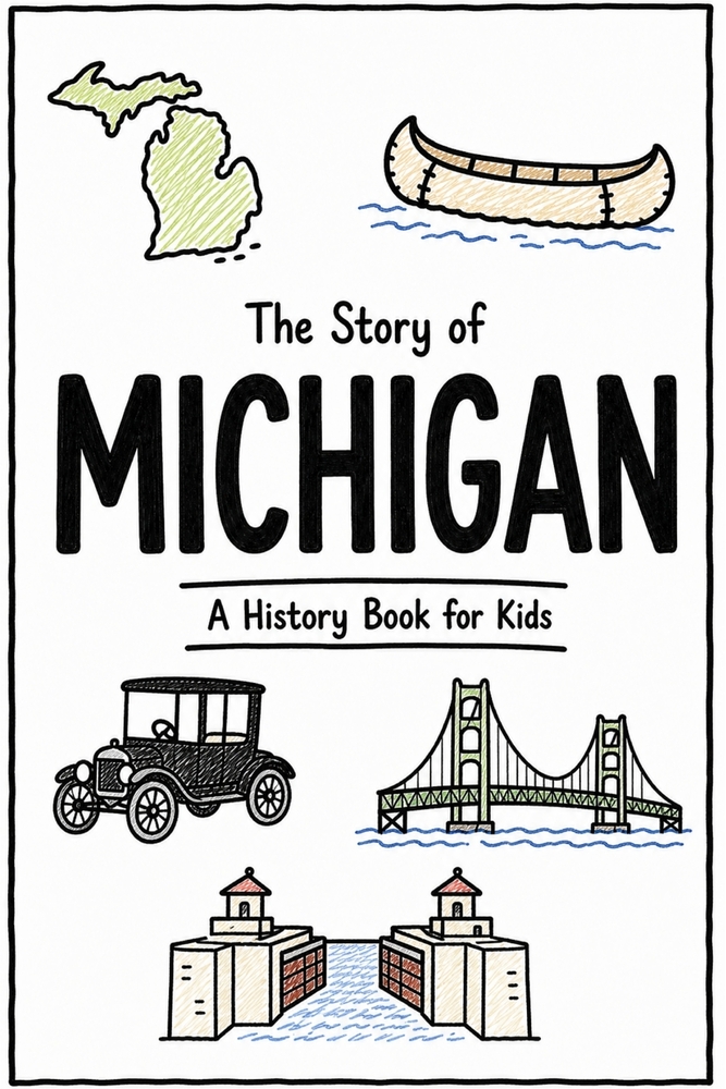The Story of Michigan - A History Book for Kids: A Fun and Educational Illustrated Michigan History Book for Kids with Fast Facts and Easy Reading for cover