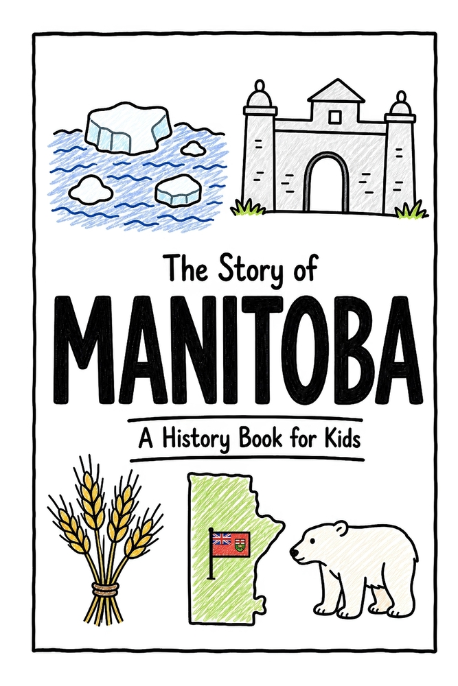 The Story of Manitoba - A History Book for Kids: A Fun, Educational, and Illustrated Journey Through Manitoba History for Children and Curious Minds cover