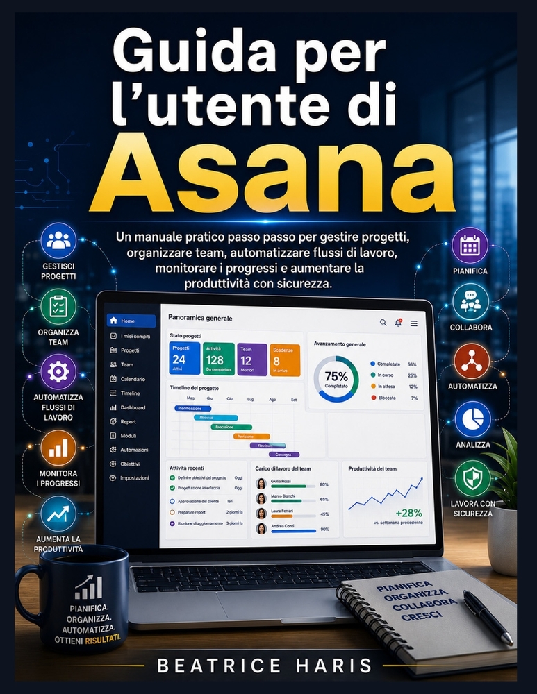 Guida per l'utente di Asana: Un manuale pratico passo passo per gestire progetti, organizzare team, automatizzare flussi di lavoro, monitorare i progr cover