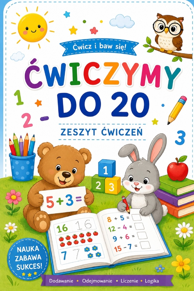 Ćwiczymy do 20. Zeszyt cwiczeń: Dodawanie, odejmowanie, liczenie, logika cover