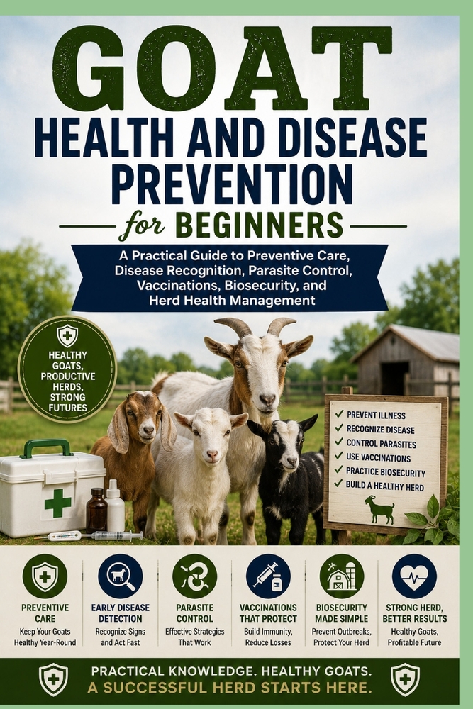 Goat Health and Disease Prevention for Beginners: A Practical Guide to Preventive Care, Disease Recognition, Parasite Control, Vaccinations, Biosecuri cover