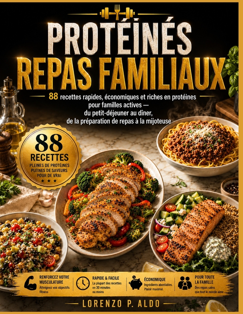 Protéinés Repas Familiaux: 88 recettes rapides, économiques et riches en protéines pour familles actives - du petit-déjeuner au dîner, de la préparati cover