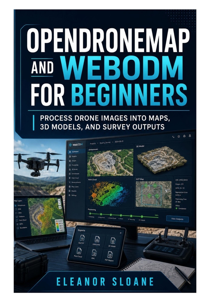 OpenDroneMap and WebODM for Beginners: Process Drone Images into Maps, 3D Models, and Survey Outputs cover