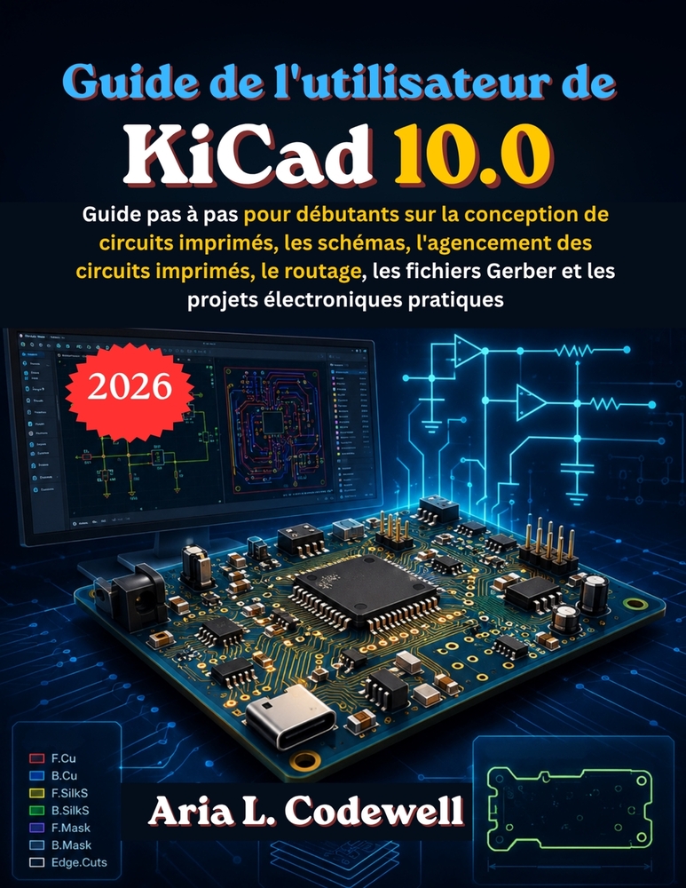 Guide de l'utilisateur de KiCad 10.0: Guide pas à pas pour débutants sur la conception de circuits imprimés, les schémas, l'agencement des circuits im cover
