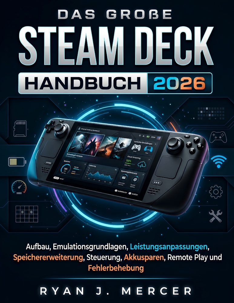 Das Große Steam Deck Handbuch 2026: Aufbau, Emulationsgrundlagen, Leistungsanpassungen, Speichererweiterung, Steuerung, Akkusparen, Remote Play und Fe cover