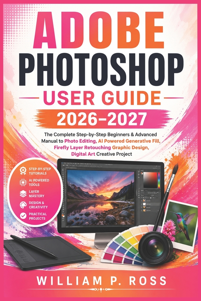 Adobe Photoshop User Guide 2026-2027: The Complete Step-by-Step Beginners & Advanced Manual to Photo Editing, AI Powered Generative Fill, Firefly Laye cover