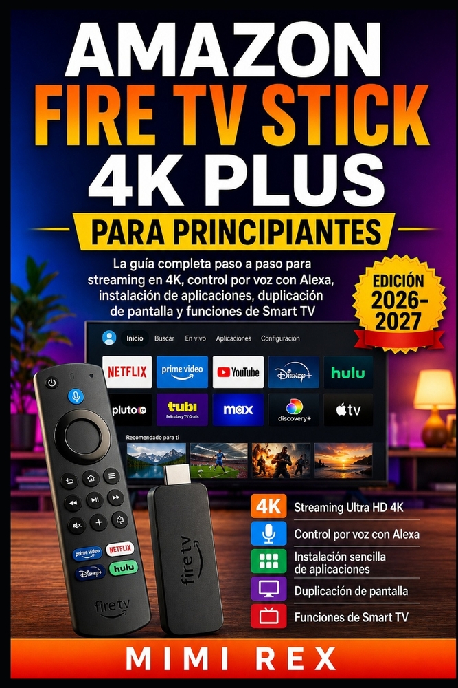 Amazon Fire TV Stick 4k Plus Para Principiantes: La guía completa paso a paso para streaming 4K, control por voz de Alexa, instalación de aplicaciones cover
