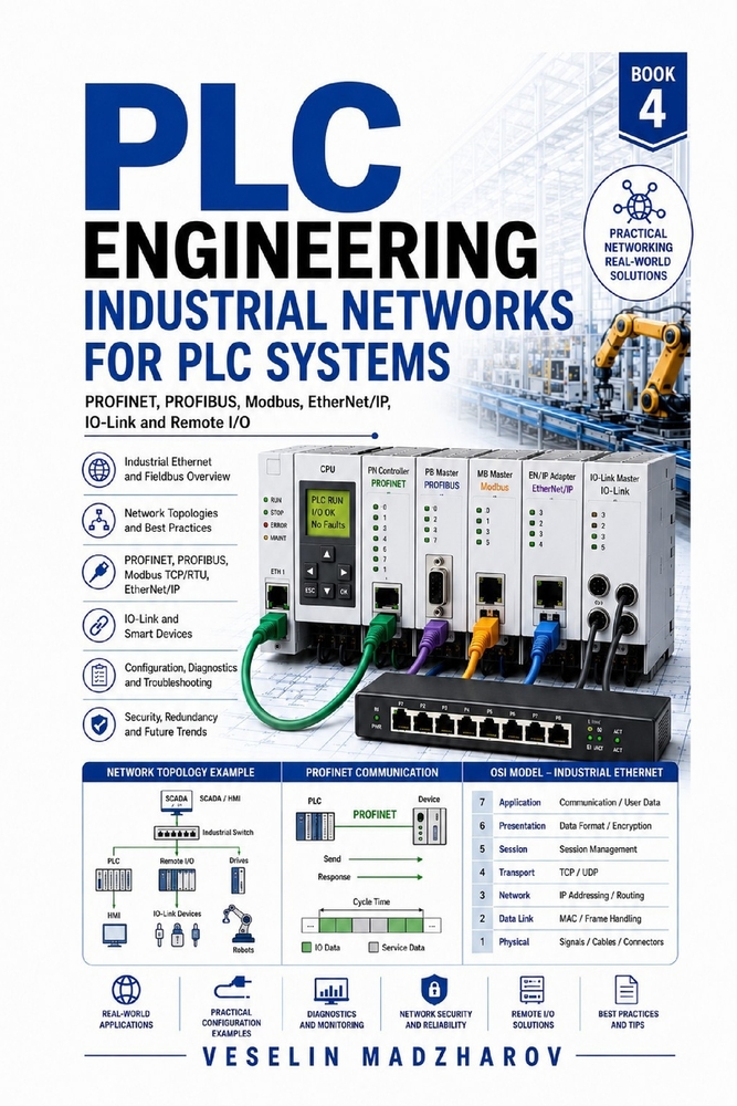PLC Engineering: Industrial Networks for PLC Systems: PROFINET, PROFIBUS, Modbus, EtherNet/IP, IO-Link and Remote I/O cover