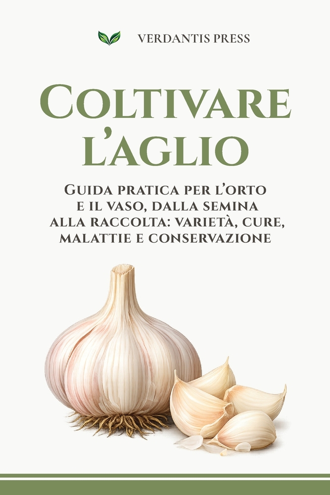 Coltivare l'aglio: Guida pratica per l'orto e il vaso, dalla semina alla raccolta: varietà, cure, malattie e conservazione cover