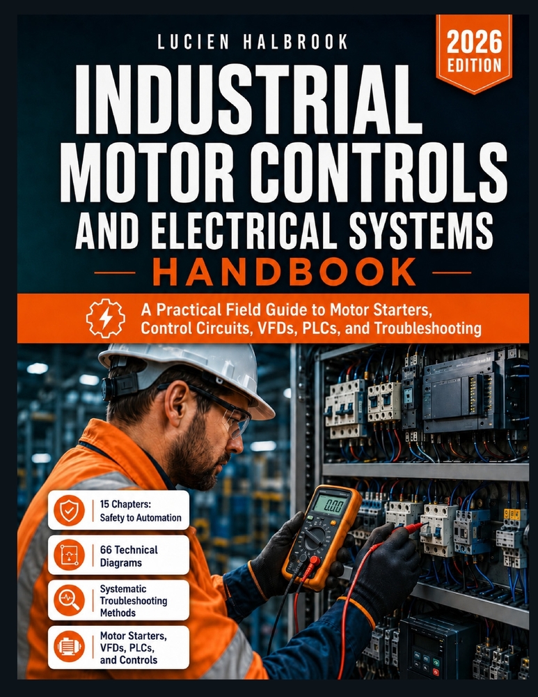 Industrial Motor Controls and Electrical Systems Handbook: A Practical Field Guide to Motor Starters, Control Circuits, VFDs, PLCs, and Troubleshootin cover
