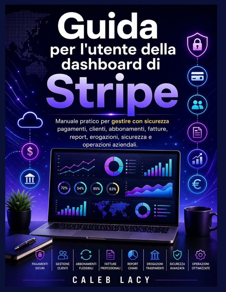 Guida per l'utente della dashboard di Stripe: Manuale pratico perGestisci con sicurezza pagamenti, clienti, abbonamenti, fatture, report, erogazioni, cover