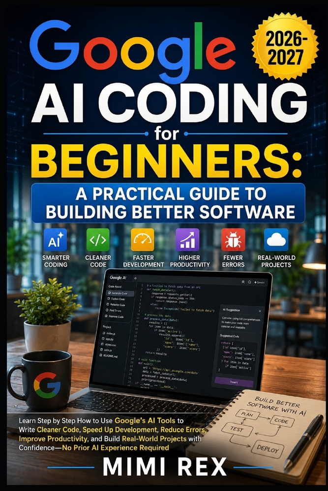 Google AI Coding for Beginners: A PRACTICAL GUIDE TO BUILDING BETTER SOFTWARE: Learn Step By Step How To Use Google's Ai Tools To Write Cleaner Code, cover