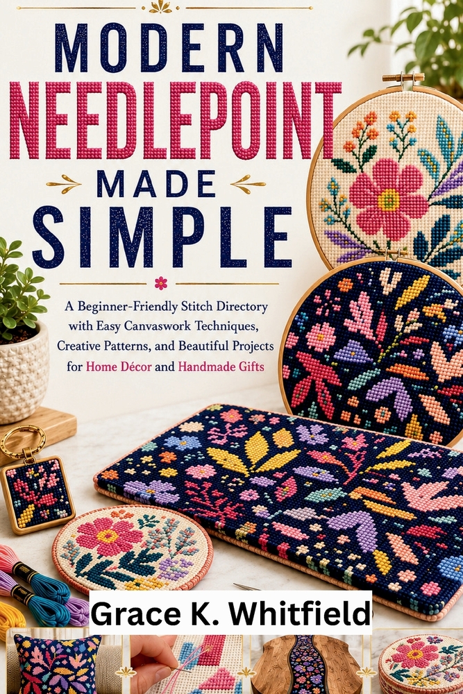 Modern Needlepoint Made Simple: A Beginner-Friendly Stitch Directory with Easy Canvaswork Techniques, Creative Patterns, and Beautiful Projects for Ho cover