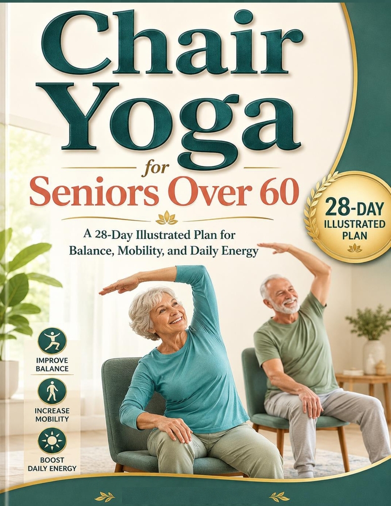 Chair Yoga for Seniors Over 60: A 28-Day Illustrated Plan for Balance, Mobility, and Daily Energy cover