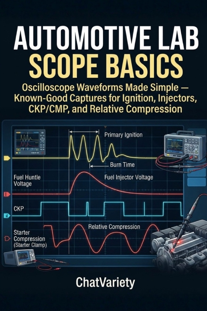 Automotive Lab Scope Basics: Oscilloscope Waveforms Made Simple - Known-Good Captures for Ignition, Injectors, CKP/CMP, and Relative Compression cover