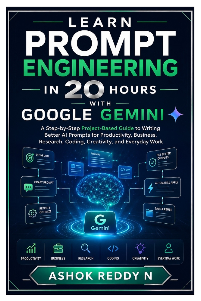 Learn Prompt Engineering in 20 Hours with Google Gemini: A Step-by-Step Project-Based Guide to Writing Better AI Prompts for Productivity, Business, R cover