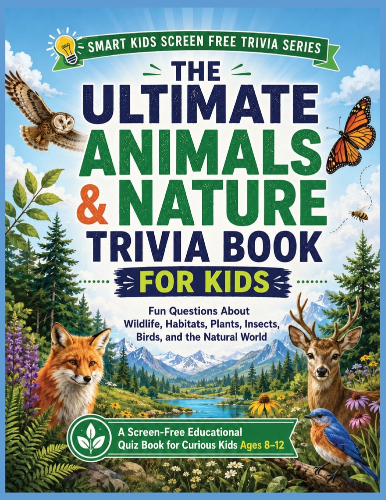Animals & Nature Trivia Book for Kids: Fun Questions About Wildlife, Habitats, Plants, Insects, Birds, and the Natural World cover