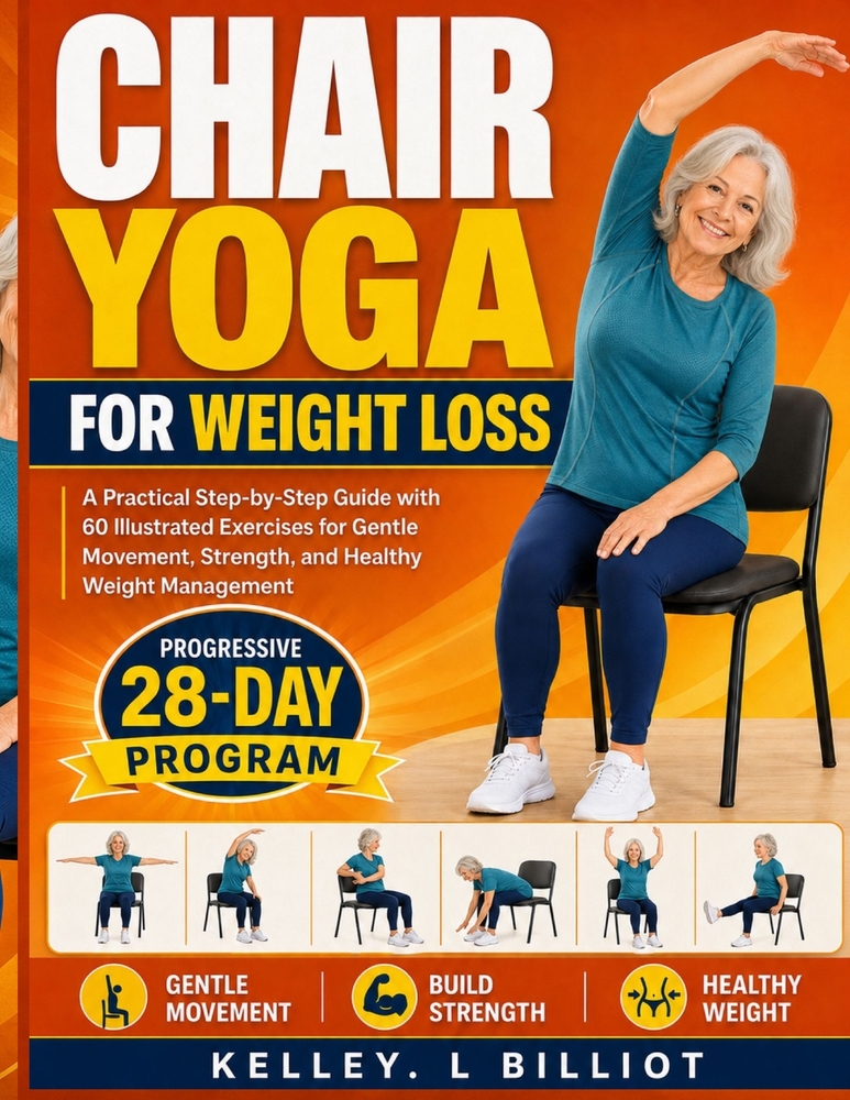Chair Yoga for Weight Loss: A Practical Step-by-Step Guide with 60 Illustrated Exercises for Gentle Movement, Strength, and Healthy Weight Management cover