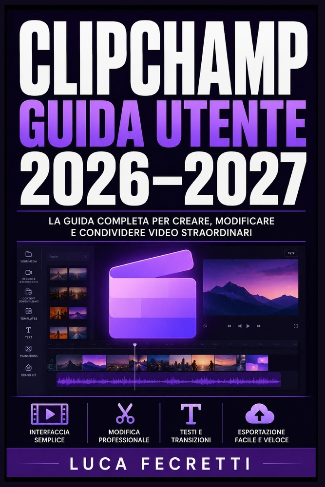 Clipchamp Guida Utente 2026-2027: Montaggio, Effetti, Transizioni e Pubblicazione su YouTube e Social Media con il Programma Gratuito di Microsoft cover
