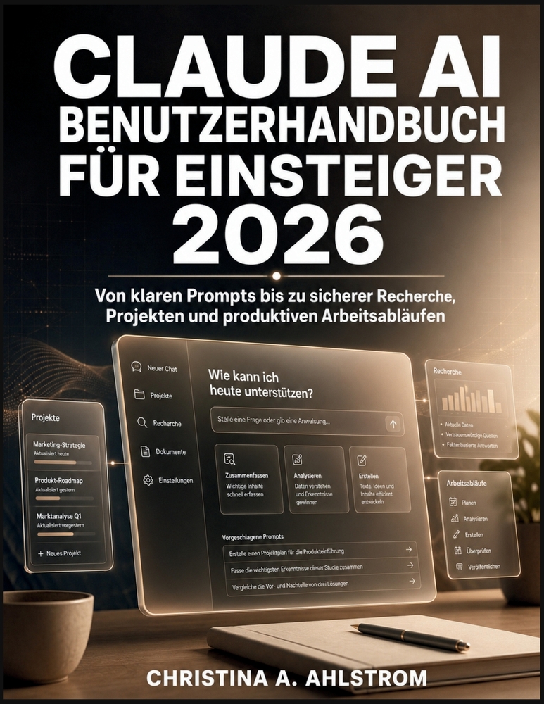 Claude AI Benutzerhandbuch für Einsteiger 2026: Von klaren Prompts bis zu sicherer Recherche, Projekten und produktiven Arbeitsabläufen cover