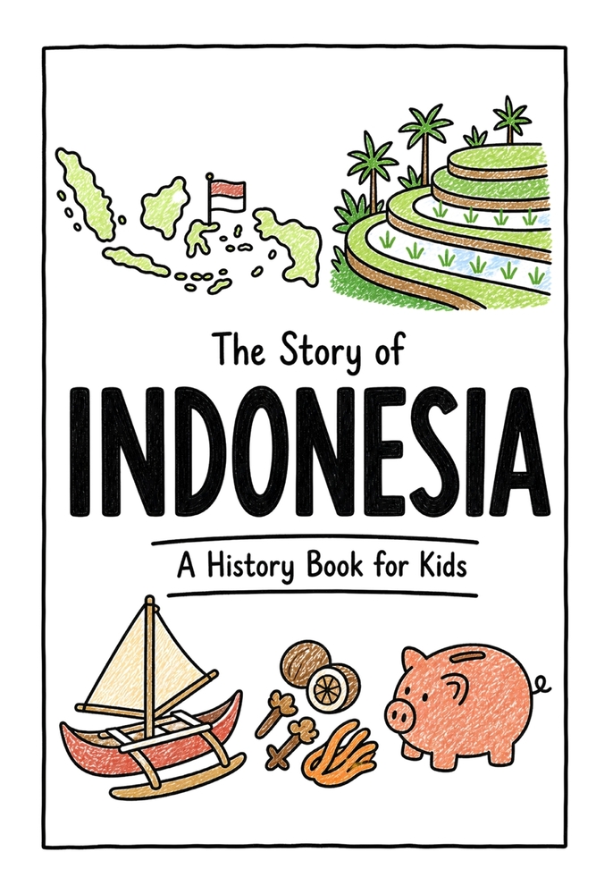 The Story of Indonesia - A History Book for Kids: A Fun, Educational, and Illustrated Journey Through Indonesian History for Children and Curious Mind cover