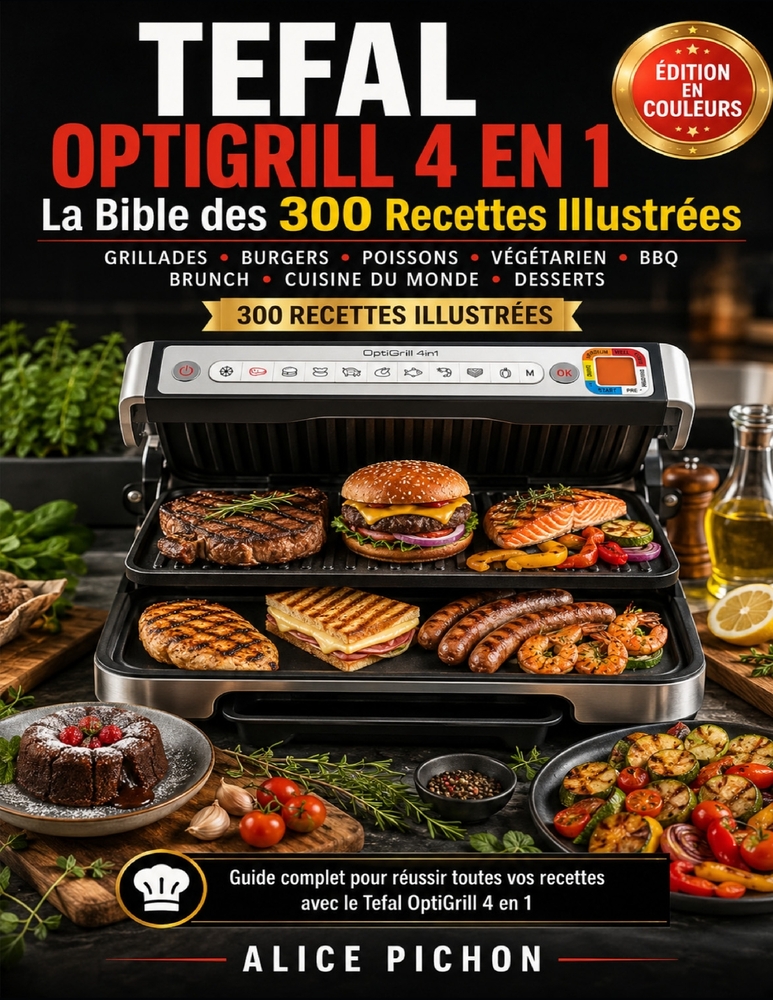 Tefal OptiGrill 4 en 1 - La Bible des 300 Recettes Illustrées: Grillades, Burgers, Poissons, Végétarien, BBQ, Brunch, Cuisine du Monde & Desserts cover