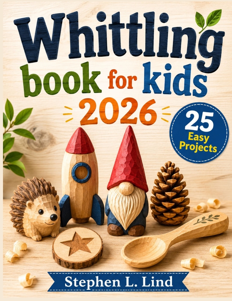 Whittling book for kids 2026: 25 Safe and Easy Projects with Step-by-Step Instructions, Patterns, and Beginner-Friendly Knife Skills cover